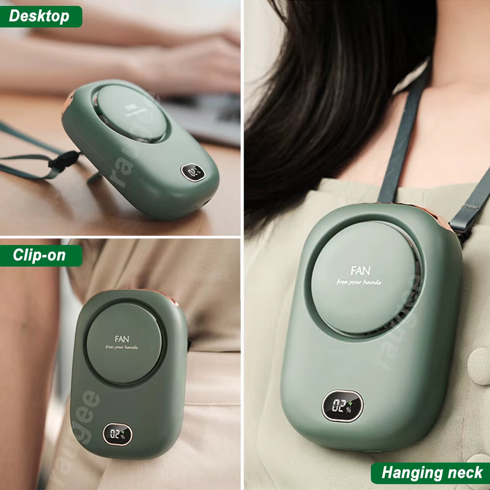 Portable Mini Fan Waist Clip Fan Rechargeable Hanging Neck Fan Outdoor Camping Waist Fan USB Small Cooling Pocket Fan for Travel
